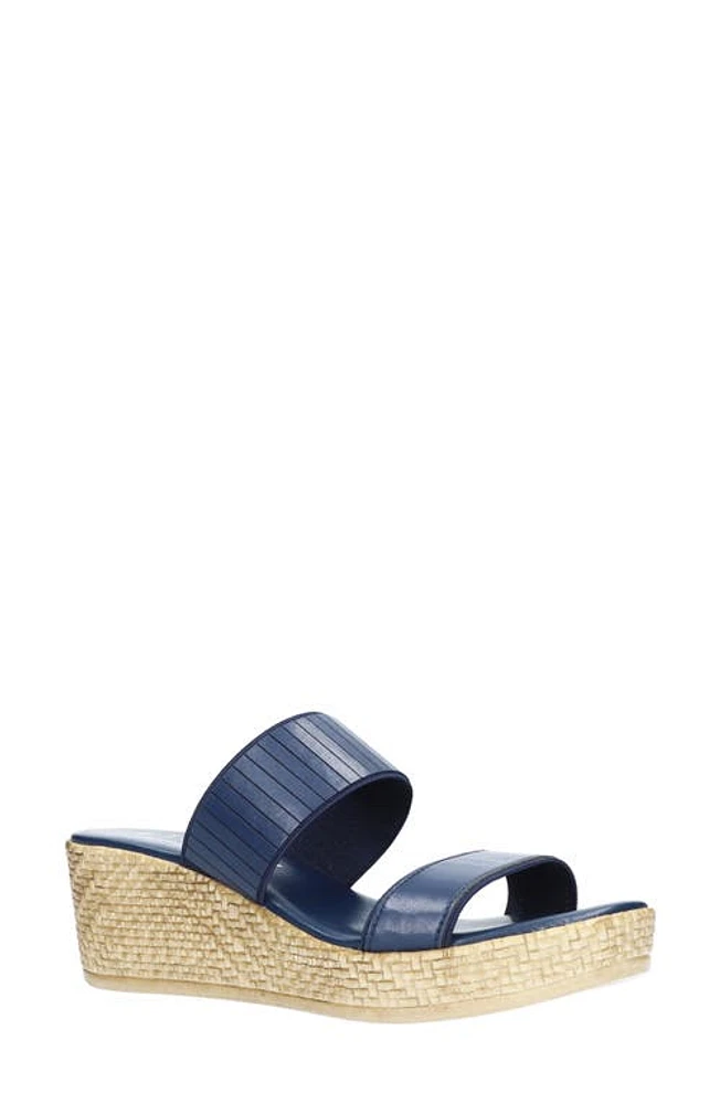 TUSCANY by Easy Street Terina Wedge Slide Sandal in Navy Gore at Nordstrom, Size 10