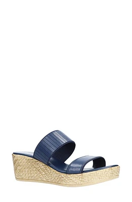 TUSCANY by Easy Street Terina Wedge Slide Sandal in Navy Gore at Nordstrom, Size 10