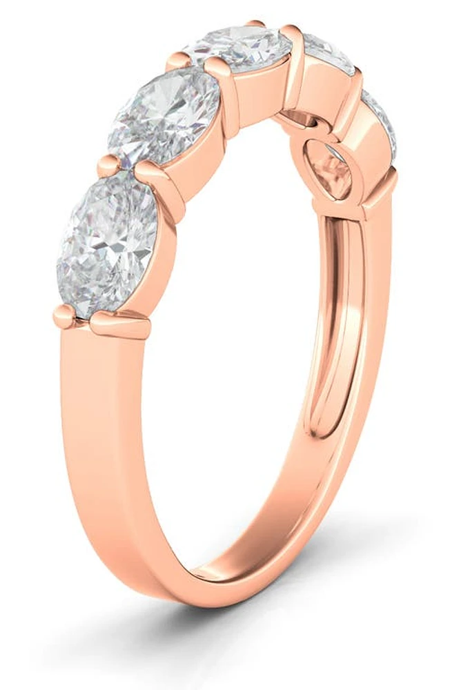 HauteCarat Oval Lab Created Diamond Half Eternity Ring in 1.08 Ctw Rose Gold at Nordstrom