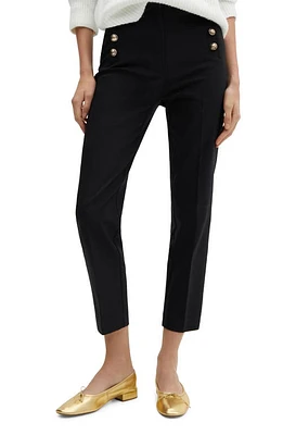 MANGO Cotton Blend Crop Sailor Pants Black at Nordstrom,