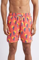 Tom & Teddy Cactus Print Performance Swim Trunks Deep Rose at Nordstrom,