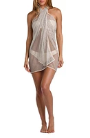 L'AGENCE Maribel Rhinestone Sheer Cover-Up Pareo in Champagne at Nordstrom