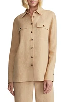 Lafayette 148 New York Ezra Linen Shirt Jacket in Melba Melange at Nordstrom, Size Large