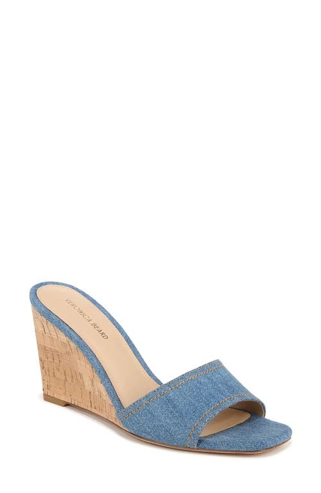 Veronica Beard Ellen Wedge Slide Sandal Mid Blue/Natural at Nordstrom,