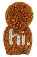 PINE + POPPY Hi Intarsia Pompom Hat in Golden Orange at Nordstrom