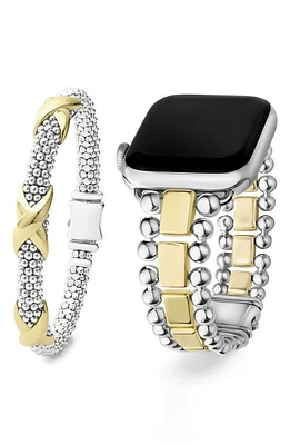 LAGOS Caviar Apple Watch Band & Station Bracelet Set in Silver at Nordstrom