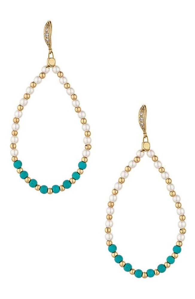 Ettika Imitation Pearl & Turquoise Beaded Teardrop Earrings in Gold at Nordstrom