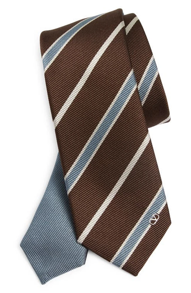 Valentino Garavani Stripe Silk Tie in K9Y-Stone/Avorio/Ebano at Nordstrom