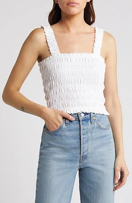 Treasure & Bond Smocked Organic Cotton Tank White at Nordstrom,