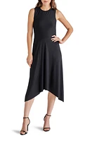 Steve Madden Anisa Rib Handkerchief Hem Midi Dress Black at Nordstrom,