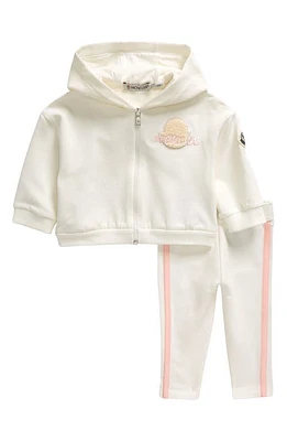 Moncler Kids' Cotton French Terry Zip Hoodie & Sweatpants Set White at Nordstrom, M