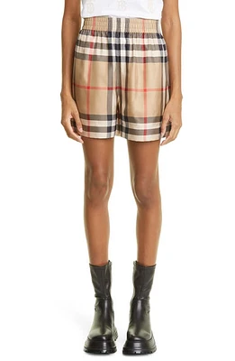 burberry Tawney Check Silk Shorts Archive Beige Ip Chk at Nordstrom,