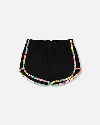 Deux Par Deux Baby Girl's Organic Cotton Jersey Short Black at Nordstrom