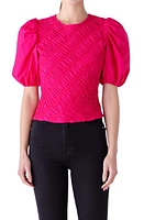 English Factory Asymmetric Shirred Puff Sleeve Top at Nordstrom,