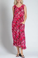 APNY Print V-Neck Sleeveless Chiffon Midi Dress Multi at Nordstrom