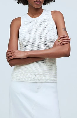 Madewell Open Stitch Crewneck Cotton Sweater Tank Bright Ivory at Nordstrom,