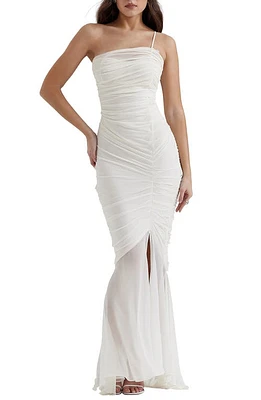 HOUSE OF CB Pearla Ruched Georgette Cocktail Dress Ivory at Nordstrom,