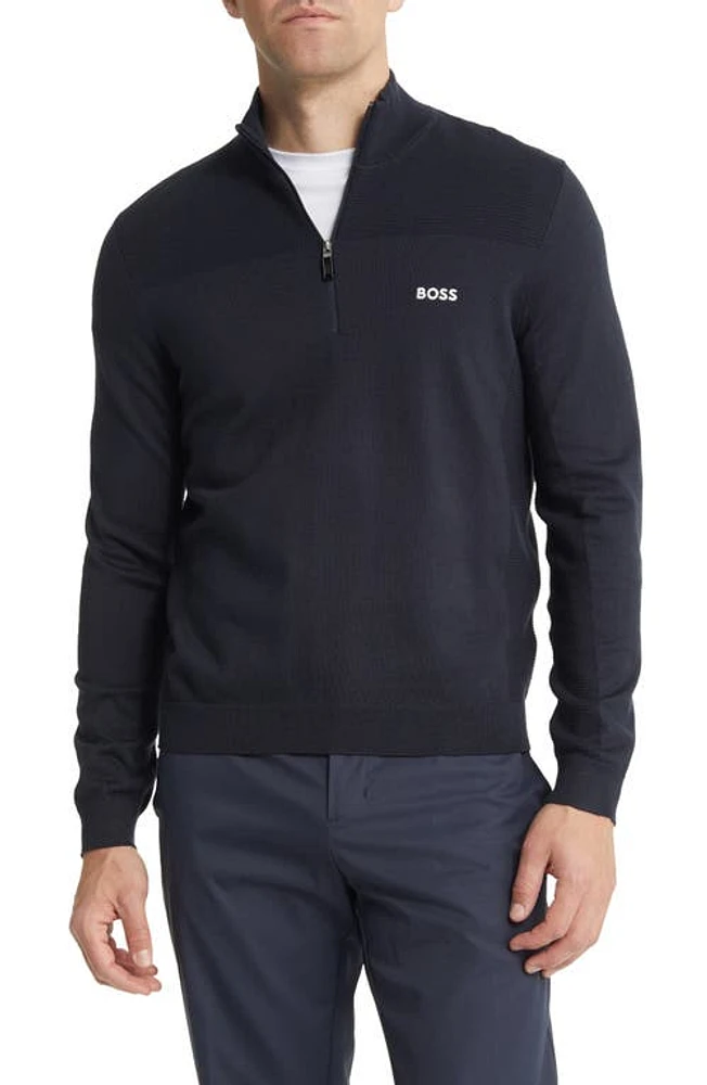 BOSS Zomat Half Zip Pullover in Dark Blue at Nordstrom, Size Small