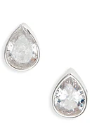 SHYMI Fancy Bezel Stud Earrings in Silver/White/pear Cut at Nordstrom