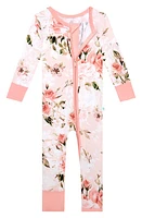 Posh Peanut Vintage Pink Rose Fitted Convertible Footie Pajamas Light/Pastel at Nordstrom,