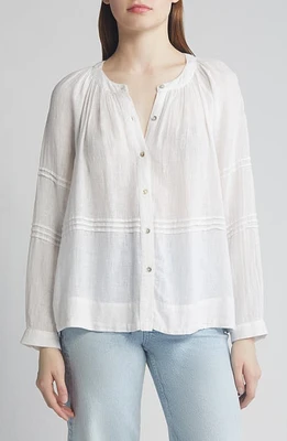 Rails Frances Linen Blend Button-Up Shirt White at Nordstrom,