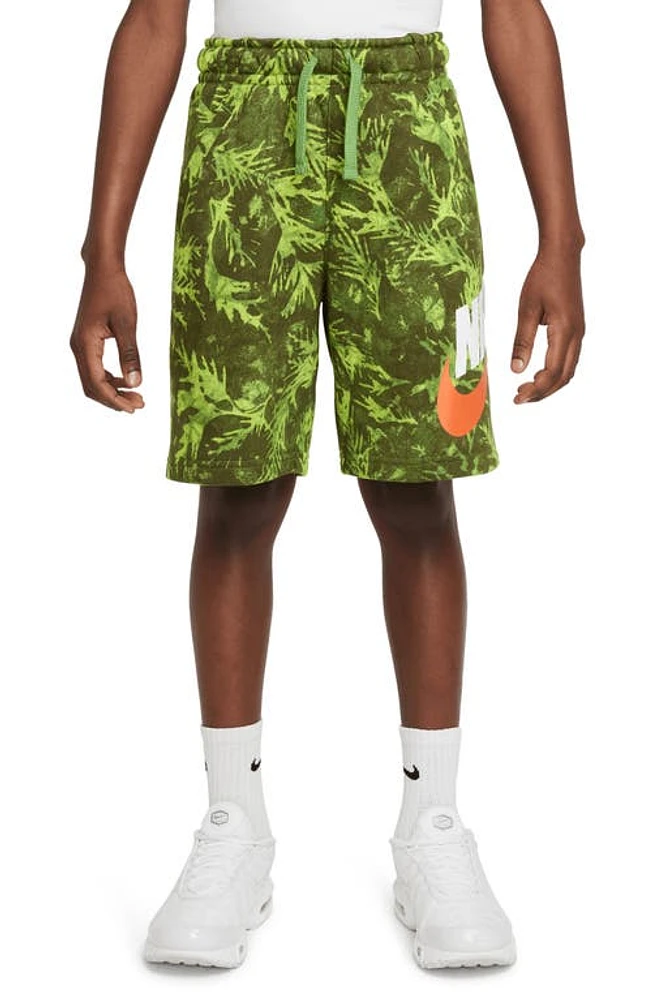 Nike Kids' Print French Terry Shorts in Chlorophyll at Nordstrom