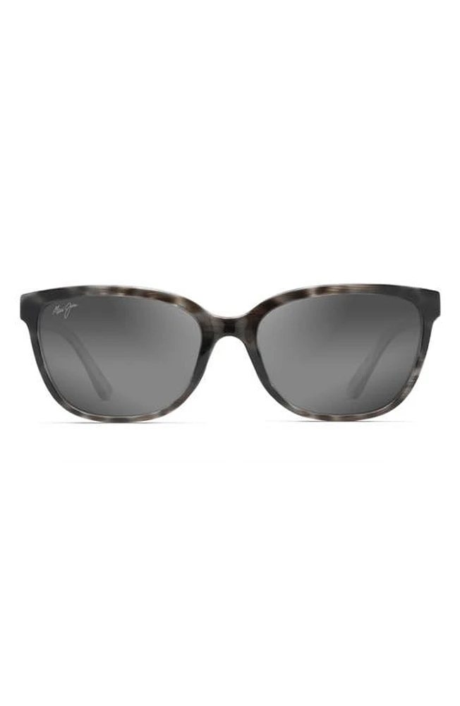 Maui Jim Honi 54mm PolarizedPlus2 Cat Eye Sunglasses in Grey Tortoise Stripe at Nordstrom