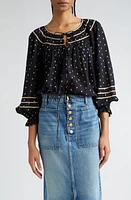 Ulla Johnson Francoise Abstract Print Cotton Top Noir at Nordstrom,