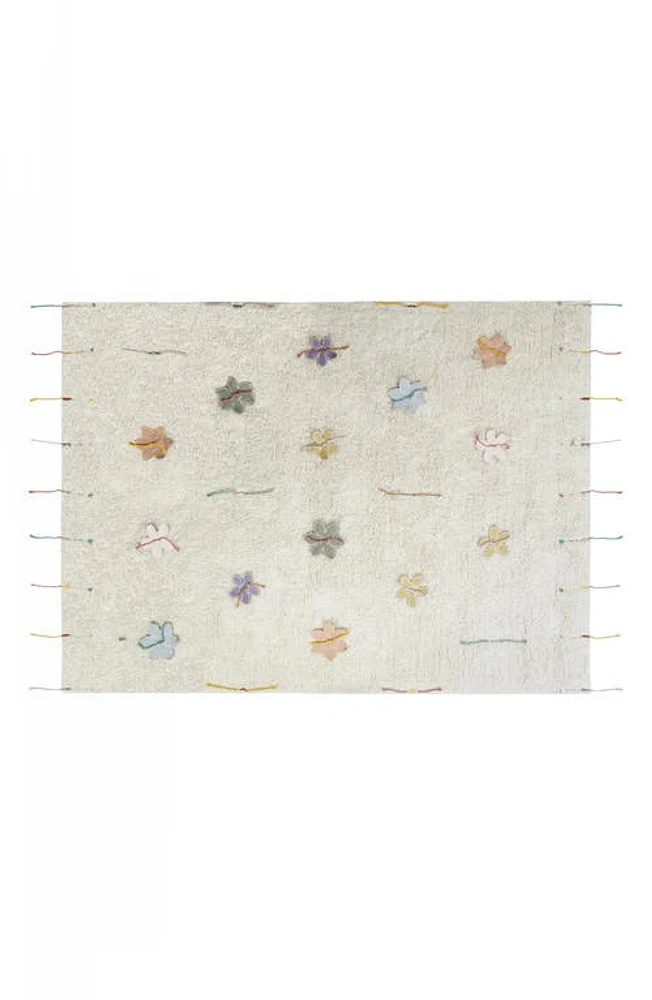 Lorena Canals Wildflowers Fringe Trim Washable Cotton Blend Play Rug in Natural at Nordstrom