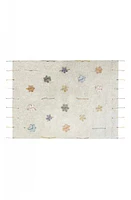 Lorena Canals Wildflowers Fringe Trim Washable Cotton Blend Play Rug in Natural at Nordstrom