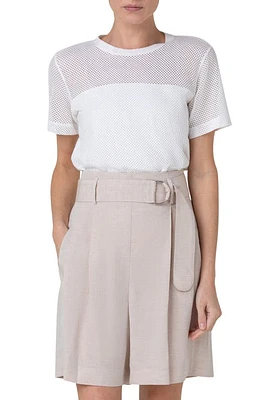 Akris punto Sheer Yoke Mesh T-Shirt in Cream-Multi at Nordstrom, Size 14