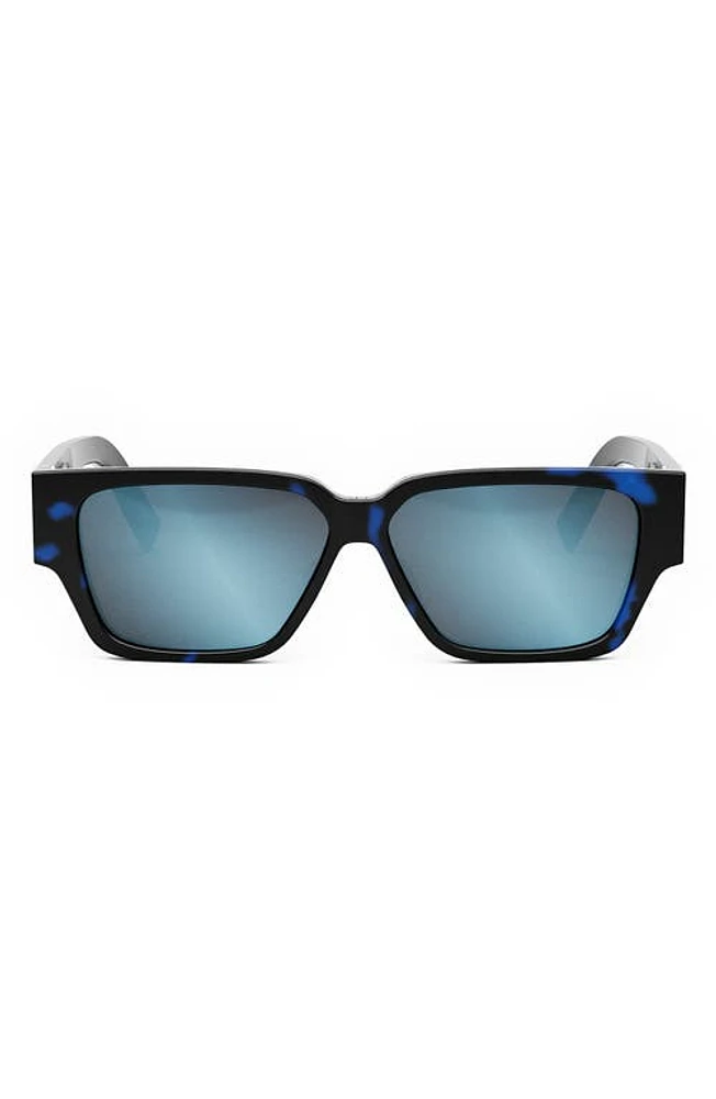 DIOR CD Diamond S5I 56mm Geometric Sunglasses in Havana /Blue Mirror at Nordstrom