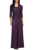 Alex Evenings Sequin Lace & Satin Gown with Jacket at Nordstrom,