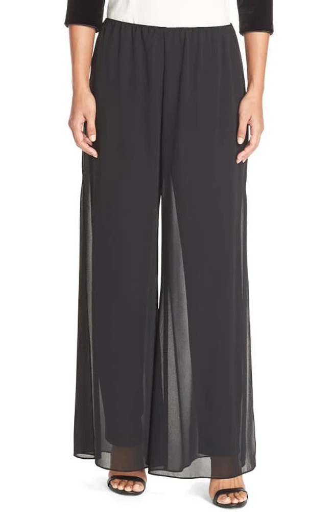 Alex Evenings Georgette Overlay Pants Black at Nordstrom,