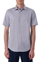 Bugatchi Miles OoohCotton Confetti Print Short Sleeve Button-Up Shirt Ice Blue at Nordstrom,