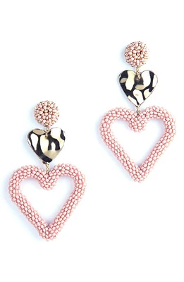 Deepa Gurnani Candi Heart Drop Earrings in Dusty Pink at Nordstrom