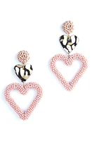 Deepa Gurnani Candi Heart Drop Earrings in Dusty Pink at Nordstrom