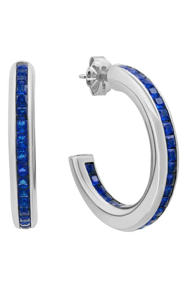 Crislu Cubic Zirconia Hoop Earrings in Sapphire at Nordstrom