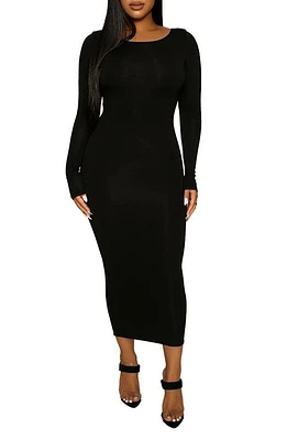 Naked Wardrobe Timeless Long Sleeve Body-Con Midi Dress at Nordstrom,