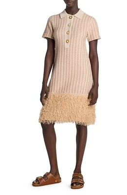 St. John Evening Eyelash Fringe Metallic Knit Dress Light Peony Multi at Nordstrom,