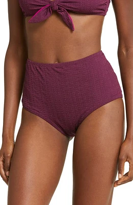 lemlem Elsi High Waist Bikini Bottoms in Jordanos Burgundy at Nordstrom, Size X-Small