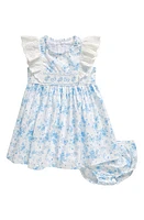 Iris & Ivy Butterfly Floral Smocked Ruffle Toile Dress Bloomers Set Blue at Nordstrom,