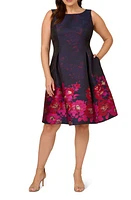 Adrianna Papell Border Fit & Flare Dress Multi at Nordstrom,