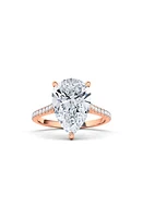 HauteCarat Pear Cut & Pavé Lab Created Diamond 18K Gold Ring in 18K Rose Gold at Nordstrom