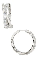 Nadri Twilight Cubic Zirconia Crossover Hoop Earrings in Rhodium at Nordstrom