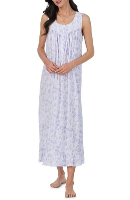 Eileen West Floral Sleeveless Ballet Cotton & Modal Nightgown White at Nordstrom,