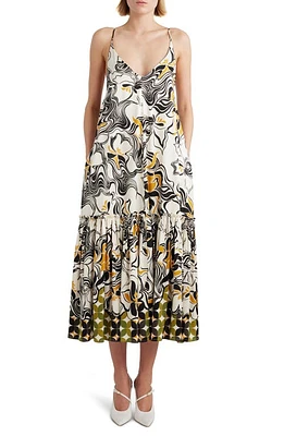 Dries Van Noten Mixed Print Midi Sundress Ecru at Nordstrom, Us