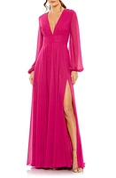 Ieena for Mac Duggal Long Sleeve Chiffon Gown at Nordstrom,