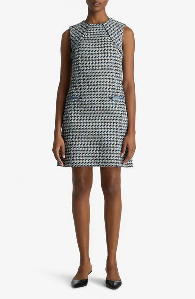 St. John Collection Metallic Tweed Shift Dress Royal Blue/White Multi at Nordstrom,