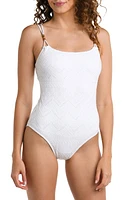 La Blanca Salt Eyelet One-Piece Swimsuit White at Nordstrom,